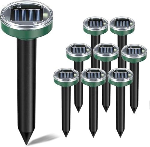 8 Pack Solar Powered Ultrasonic Mole Repellent,Snake, Groundhog Gopher, Vole Repellent Outdoor for Lawn Garden & Yard (8)