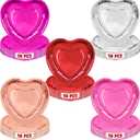 QZYL 50 PCS Valentines Plates, 9" Disposable Valentine's Decorations, Foil Multi-color Valentine Party Plate, 5 Designs Red Pink Heart Shaped Plates, Love Paper Dinnerware Wedding Tableware