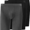 Natural Feelings Mens Underwear Modal Boxer Briefs 9 Inch Long Leg Boxer Briefs for Men Pack (Black, XXL)