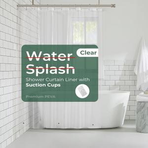 HARBOREST Clear Shower Curtain Liner with Side Suction Cups, Premium PEVA Lightweight Plastic Shower Liner with 3 Magnets, 72" W x 72" L Waterproof Bathroom Curtain