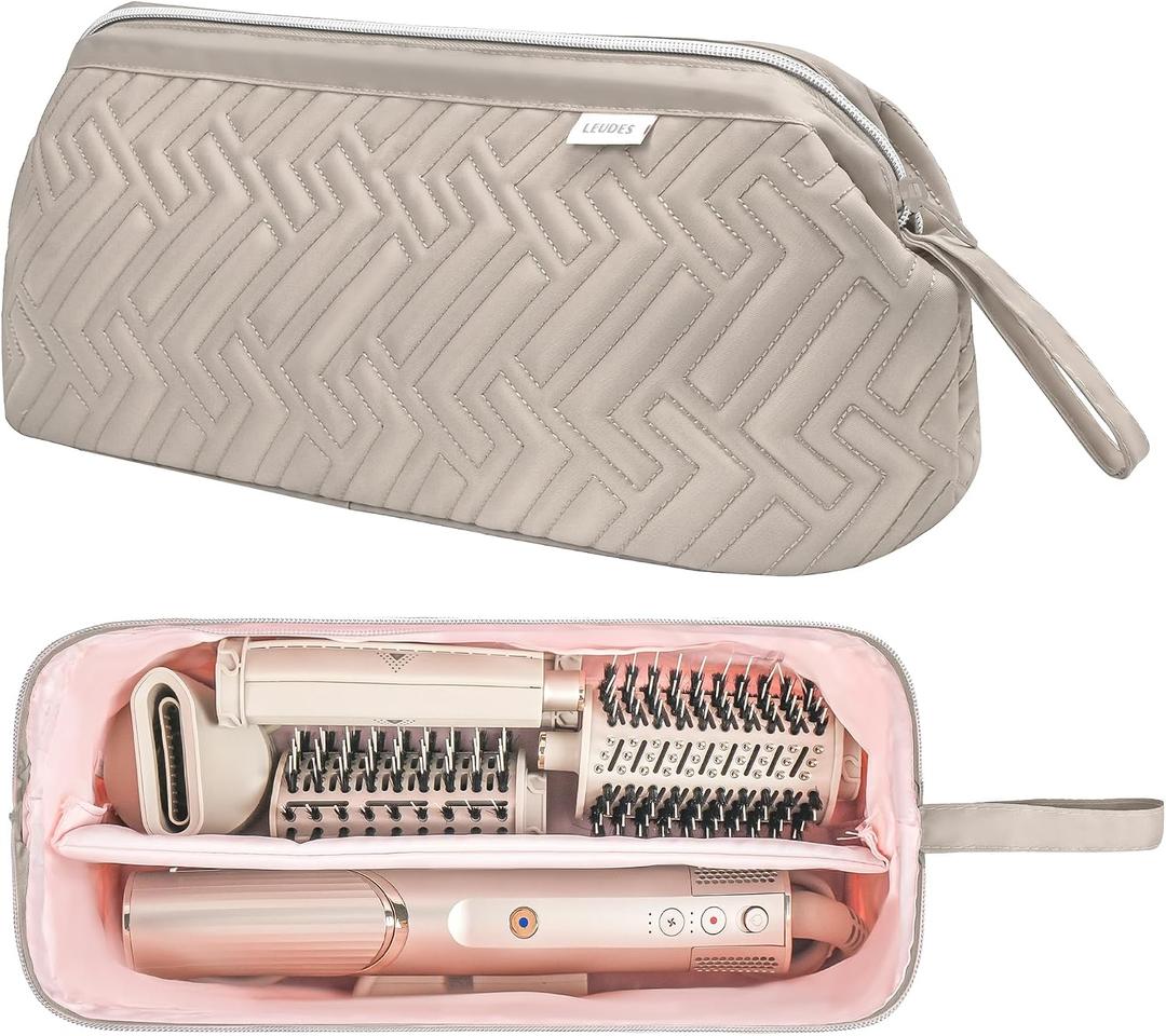 Leudes Hair Tools Travel Bag for Shark Flexstyle Carrying Case Portable Shark Hair Air Wrap Dryer Case Waterproof Dustproof Flat Curling Iron Travel Organizer (Camel)