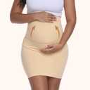 Women's Maternity Pencil Skirt Over Belly, High Waisted Solid Stretchy Pregnancy Shapewear Dress Bump Support 2-Pack