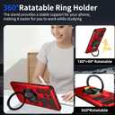 for Samsung Galaxy S24 Ultra Case Magnetic Compatible with Wireless Charging,with 1 Screen Protector,Built-in Kickstand Ring Military Grade Drop Shockproof Heavy Duty Protection Phone Red