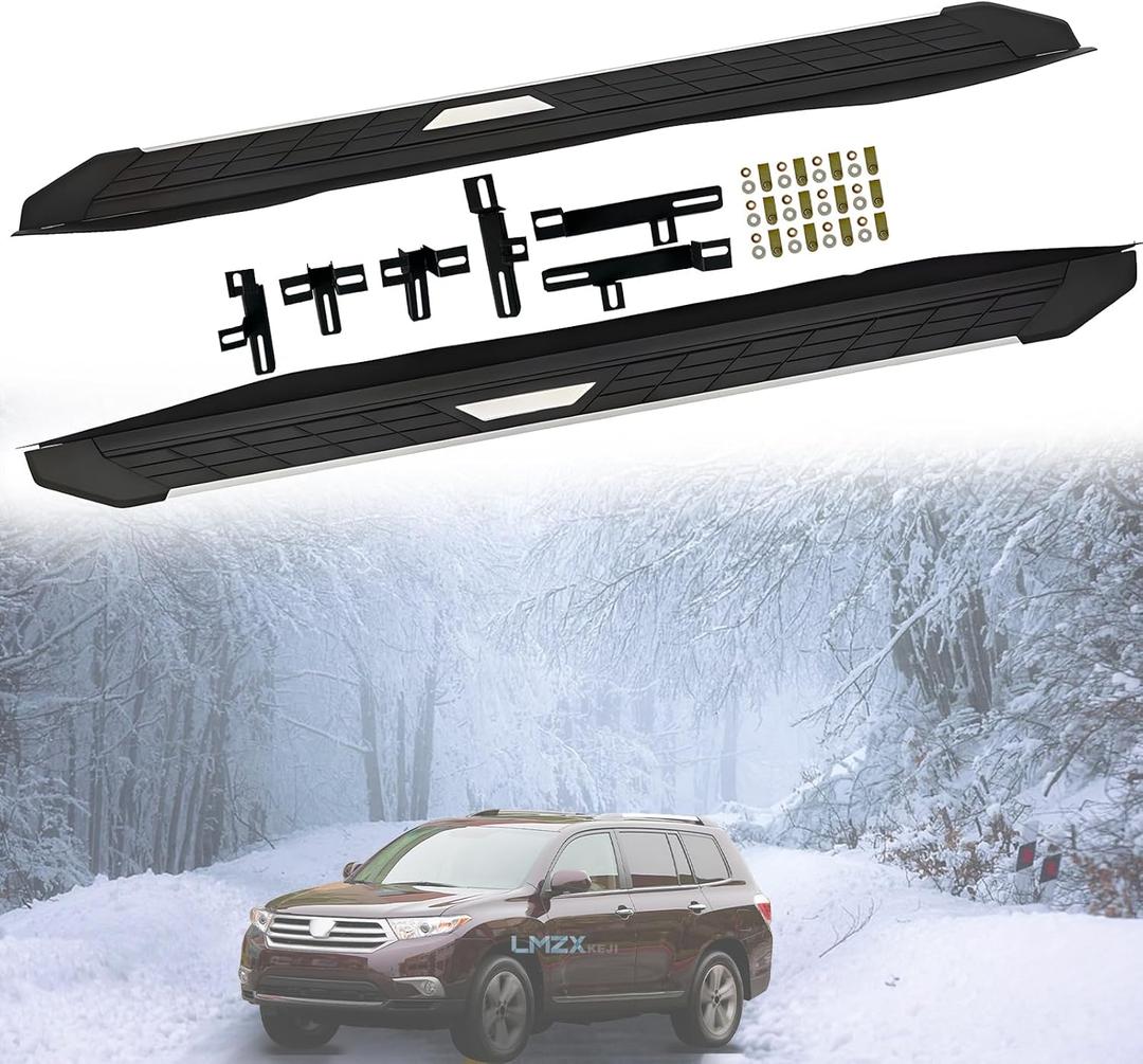 Running Boards Side Pedal Compatible with Toyota Highlander 2008-2013 Side Steps with Brackets,2PCS Right and Left Side Step Rail Removable Nerf Bars for Toyota Highlander 2008 2009 2010 2012 2013