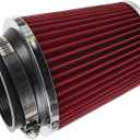 Clamp-On Cold Air Intake Filter, High Performance, Washable Filter, Replacement Air Filter, Flange Diameter 3inch/76mm Red