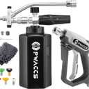 PWACCS Pressure Washer Foam Gun with Dual Connector Accessory, Short Power Washer Gun Foam Cannon and Double Tip Attachment Car Wash Kit, 1/4" Quick Connector, M22 Male Inlet, 4000 PSI, 1.5 Liter