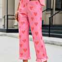 Cicy Bell Womens Ruffle Wide Leg Capris Pants Casual High Waisted Trousers (Pink, XXL)