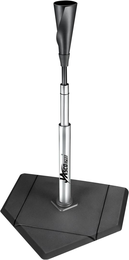 JASCOPRO Batting Tee For Baseball And Softball With Traditional Home Plate Base,Alumium Stem,Handroll Rubber Top,Height Adjustable 24 to 46 inche For kids and Adults,Portable Baseball Tee Softball Tee