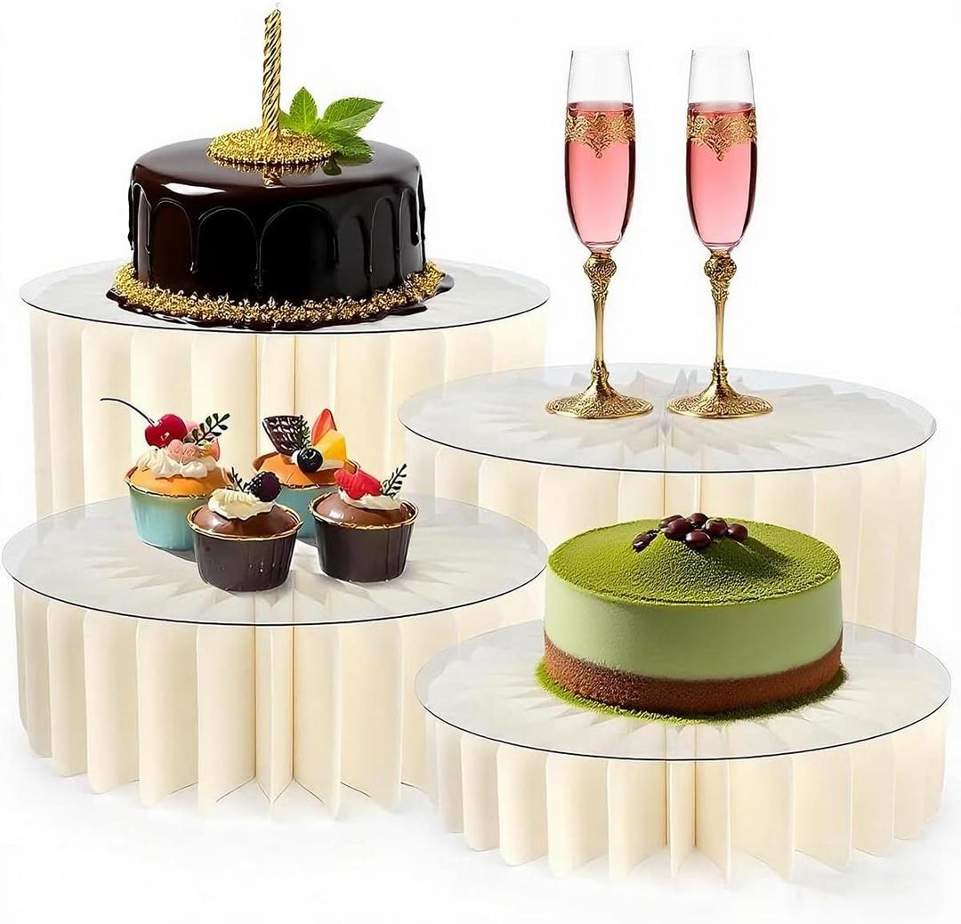 4 Pcs Buffet Risers Food Risers for Buffet Table Display as Buffet Risers and Stands Food Risers Cupcake Stands Cupcake Display for Party Table Stands Including 7.9", 5.9", 3.9" 2.8" (White, 4pcs/A)