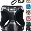 PINA Dog Harness and Leash Set for Small to Medium Dogs - No Pull, No Choke Breathable Mesh Vest - Lightweight, Adjustable, Easy to Put On and Take Off (M (Neck:13-16" , Chest:17-18"), Gray Plaid)
