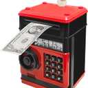 Piggy Bank Electronic Mini ATM for Kids Baby Toy, Safe Coin Banks Money Saving Box Password Code Lock for Children,Boys Girls Best Gift (Black Red), 13 inches x 10 inches x 15 inches