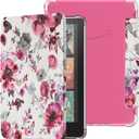 Famavala Transparent Case for 7" Amazon Kindle Paperwhite Signature Edition (12th Generation, 2024 Release) and Kindle Colorsoft Signature Edition (1st Gen), Clear Back Cover (Rose Floral)