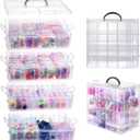 VTG Bead Organizer Box, 84 Pcs Small Plastic Containers with Lids, 4-Tier Stackable Storage Box, Clear Organizers for Jewelry Toys Craft Storage