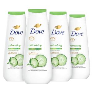Dove Body Wash Refreshing Cucumber and Green Tea 4 Count Refreshes Skin Cleanser That Effectively Washes Away Bacteria While Nourishing Your Skin 20 oz