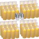  Flickering Flameless Candles Battery Operated with Remote and 2/4/6/8 H Timer Plexiglass Led Pillar Candles with Realistic Moving Wick Candles for Home Decor Pack of 48(D2.2"xH 5"6"7")(Ivory)-  