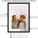 9x13 Black Wood Frame with White Mat | 11x15 Matted to 9x13 | UV Acrylic Shatter Guard, Foam Board Backing, Wall Hanging Hardware - Solid Pine