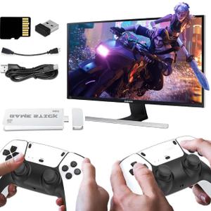 CWZZ Wireless Retro Game Console,4K HDMI Output Plug and Play Retro Video Games for Tv,20,000+ Games,with Dual 2.4G Wireless Controllers(64G),Great, White