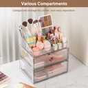 3 Tier Clear Makeup Organizer with Drawer, PET Cosmetic Storage for Dresser, Countertop & Bathroom Vanity, Holders for Lipstick, Brushes, Skincare & Beauty Supplies