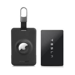 PROfezzion Tesla Key Card Holder with AirTag Slot, AirTag Tesla Card Plastic Card Key Holder for Model 3 Y S X Cybertruck with Keychain Key Rings, Key Card Protective Case Cover for Tesla - 1 Pack