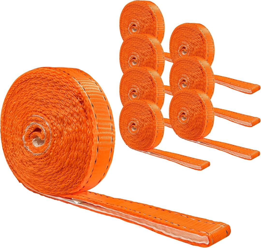 1''x 8ft Lift Sling Straps, Heavy Duty Web Strap with 2 Reinforced Loops,8 PCS - 2450lbs Vertical /1960lbs Choker / 4900lbs Basket for Furniture Moving, Hoist, Tree Work, Winch & Recovery