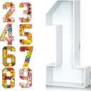 Paready 13.78'' Fillable Cardboard Number 1, Charcuterie Foam Board Number 1, Food Fillable Number Shaped Sweets Flower Candy Cupcake Container Box for 1st Anniversary Birthday Party Decoration