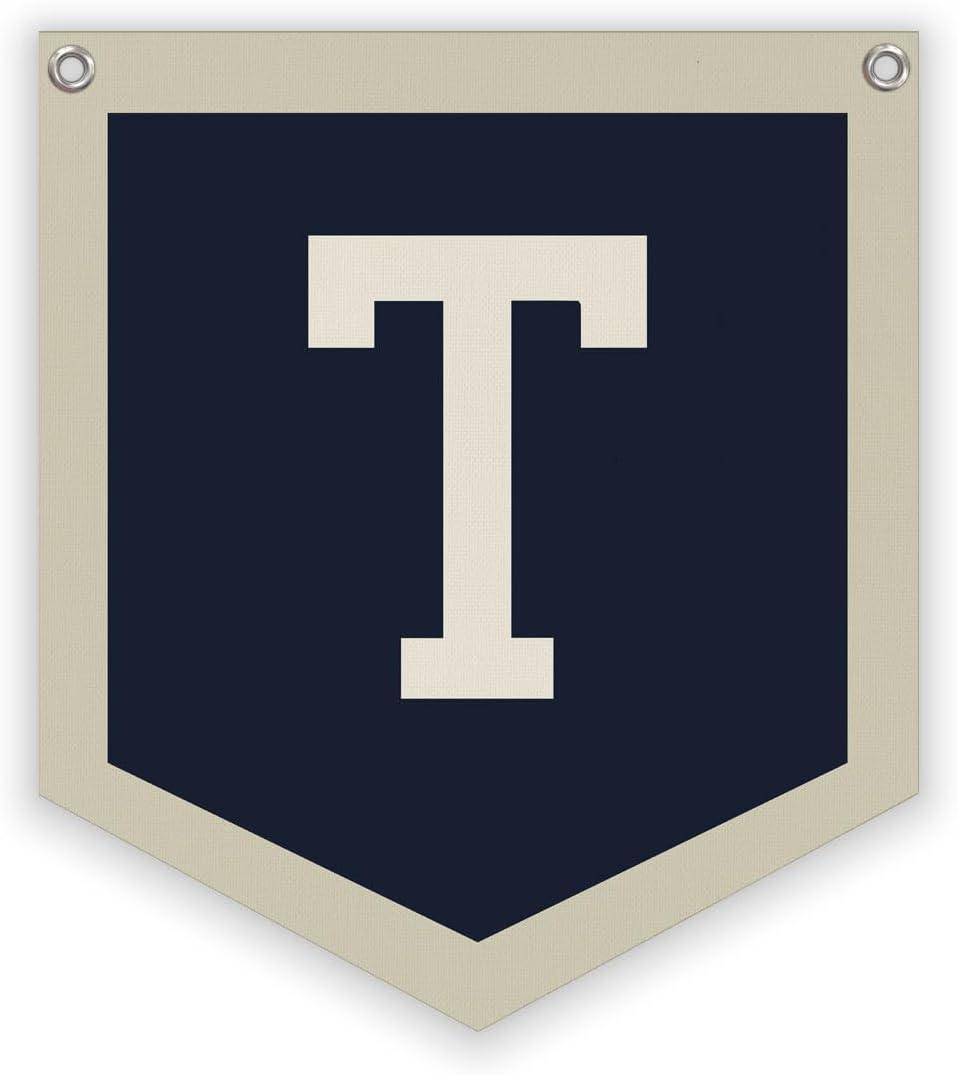 Lacama Toddler Boys Room Decor Name Pennant Flag, Vintage Baby Boy Nursery Wall Art, Name Sign for Toddler Bedroom Playroom Kidsroom,Baby Boy Gifts,Letter T 12x14 in