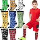 8 Pairs Funny Soccer Socks for Boys Youth Crazy Football Knee High Athletic Socks Sports Lover Soccer Team Gifts