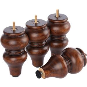 Wood Furniture Legs 6 inch - Sofa Legs Set of 4 Replacement Couch Legs - Round Furniture Feet Replacement for Legs for Furniture - Sofa Legs, Chair, Dresser, Ottoman, Coffee Table, Cabinet, Etc. Brown