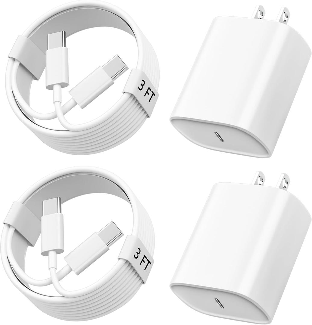 Phone 17 16 15 Charger Fast Charging, 3 FT Long USB C Charger Cord with 20W Type C Fast Phone Charging Block forPhone 17/17 Pro/17 Pro max/Air/Phone 16 15 Pro Max Plus, iPad, Android,White