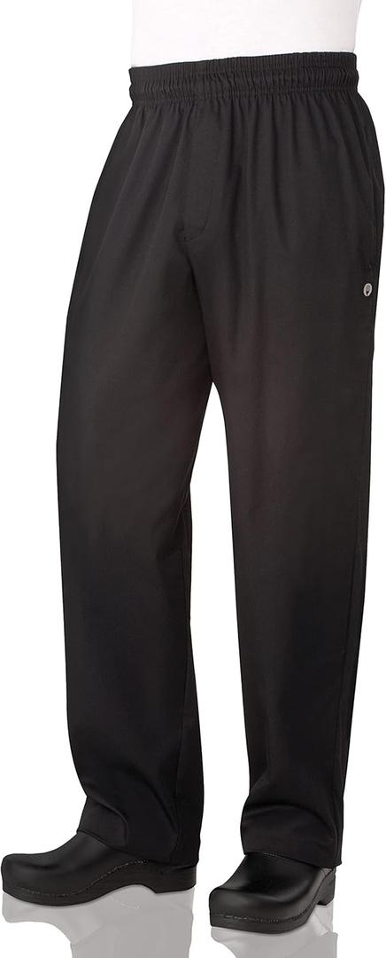 Chef Works Men's Essential Baggy Zip-Fly Chef Pants (Medium, Black)
