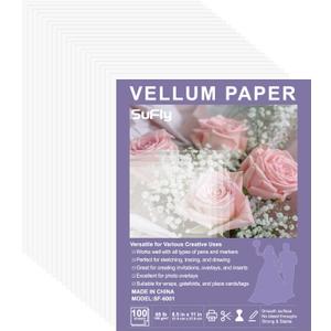 Vellum Paper 8.5 x 11 Translucent Printable, 100 Sheet100gsm/68lb Vellum Tracing Paper, Translucent Vellum Paper for Invitation, Greeting Cards, Tracing Paper Pad for Drawing, Sketching, Writing