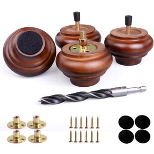 2 Inch Short Wood Legs for Furniture Set of 4,Wooden Furniture Couch & Sofa & Bench Legs Replacement Bed Support Frame Foot(Walnut Color)