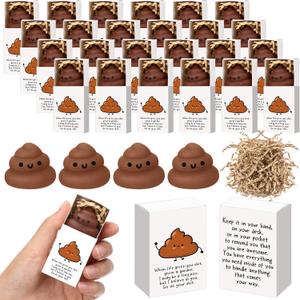 Wettarn 12 Sets Poo Positive Gifts Cute Stress Balls with Support Gift Boxes Fun Party Favors for Employee Coworker Friends Office Inspirational Relief Desk Decor