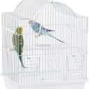 Small Bird Travel Cage-Lightweight Small Birds Starter Kit with Birdcages and Accessories Great for Parakeets Lovebirds Parrotlets Finches Canaries Removable Plastic Tray Include (White, 11.8"L x 9"W x 15.3"H)