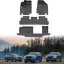 Carbon Fiber Pattern Floor Mats Fit for Infiniti QX60 & Nissan Pathfinder 8-Seater 20222025 3-Row All Weather Protection Car Floor Liners 4-pc Silver