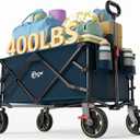 Portal Collapsible Folding Wagon Cart, 400lbs Heavy Duty Foldable Wagons with Wheels & Brake, Utility Grocery carts for Outdoors Camping, Shopping, Sports, Garden, Beach, Blue