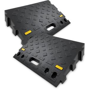 4" High 2 PCS Portable Car Curb Driveway Ramps, Heavy Duty Plastic Threshold Ramp for Wheelchair, Steps, Bikes, Motorcycles, Load Capacity 6600 LBS