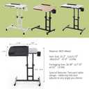 Bedside Table with Wheels, Height-Adjustable Laptop Desk, Computer Workstation, Bed Side Table, Tiltable Table and Mouse pad for Laptop-Light Brown, 25.19 inches x 5.75 inches x 25.6 inches