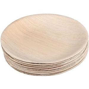 Eco soul Round 10 " Compostable Palm Leaf Plate  Dinner Plates Party Plates for Celebration Lunch Picnic Birthday Count of 50