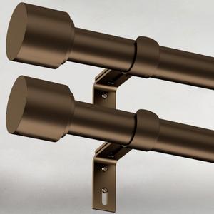 2 Pack Curtain Rods 48 to 86 Inches,1 Inch Curtain rods for Windows, Hanging Curtain Rod & Wall Mount with Brackets Heavy Duty Rod,End Cap Single Rod, Antique Bronze