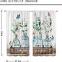MESHELLY Farmhouse Kitchen Curtains 27.5Wx39H Inch Rod Pocket Rustic Eucalyptus Decor Retro Green Leaf Flower Butterfly Vintage Wood Barn Door Small Bedroom Living Room Window Drapes Fabric 2 Panel (A3-blue)