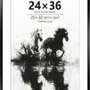 24x36 Metal Poster Frame, 24 x 36 inches Aluminum Picture Frame with Mat for 20x30 Photo, Tempered Glass Cover, Black Wall Hanging Photo Frame for Home Dcor