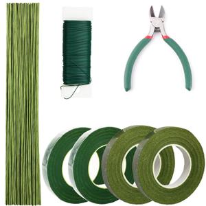 Floral Tape and Flower Stems Arrangement Tools Kit, 1pcs Gardening Cutter, 18 Gauge Stem Wire and 22 Gauge Paddle Wire for Bouquet Stem Wrapping and Floral Crafts