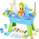 2026 Upgraded Water Table for Toddlers 1-3 - Outdoor Toys for Kids Ages 4-8 with Pump, Summer Outside Sensory Activity Pool Toys, Kitchen Play Sink Toy with Running Water, Fishing Toy, Blue