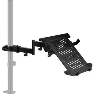 WALI Laptop Pole Mount, Adjustable Laptop Arm Holder Fits 10 to 15.6 inch Laptops, 2-in-1 Full Motion Monitor Mount with Removable Holder VESA 75x75 or 100x100 mm, Holds up to 15.4lbs(011ARMLP), Black