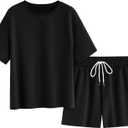 Zenlonr Women's Two Piece Lounge Sets 2026 Summer Casual Oversized Shirts Shorts Matching Airport Travel Outfit, L