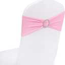 VitalCozy 100 Pcs Spandex Chair Sashes with Square Buckle Slider Stretch Chair Cover Band Universal Elastic Ties Straps Bows for Wedding Banquet Event Party Decoration(Dusty Pink)
