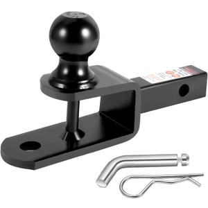 84031 Towever ATV Hitch Ball Mount 2 inch Ball with 1-1/4 inch Solid Shank, with 1/2 inch Pin & Clip, Rated 2000 lbs