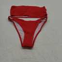 YIMISAN Women's Two Piece Bandeau Swimsuit Ribbed Strapless Tube Bikini Top with Mid Waist Cheeky Bottom Bathing Suit (Red) S