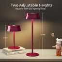 Philips Cordless Table Lamp, Portable Outdoor LED Desk Light,Rechargeable Battery Operated, 2 Adjustable Height, Touch Control & 3 Color Stepless Dimming, Waterproof Lamps for Restaurant/Bedroom
